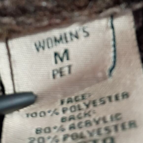 L.L.Bean Women's Med Brown Faux Suede Sherpa Lined Embellished Jacket Easy Care - Picture 4 of 16